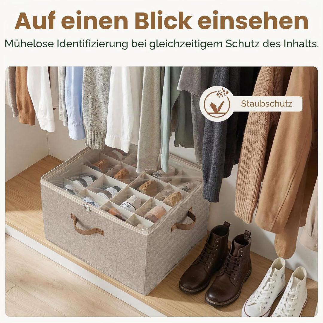 StorageWorks Stoff Schuhorganizer mit transparentem Deckel, Schuhaufbewahrung stapelbar, Schuhaufbew