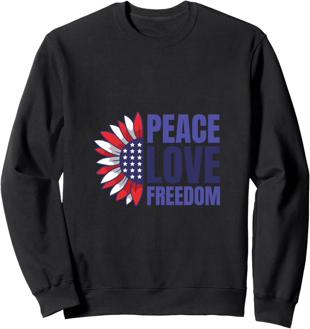 Peace Love Freedom | Amerikanische Flagge Sonnenblume Sweatshirt