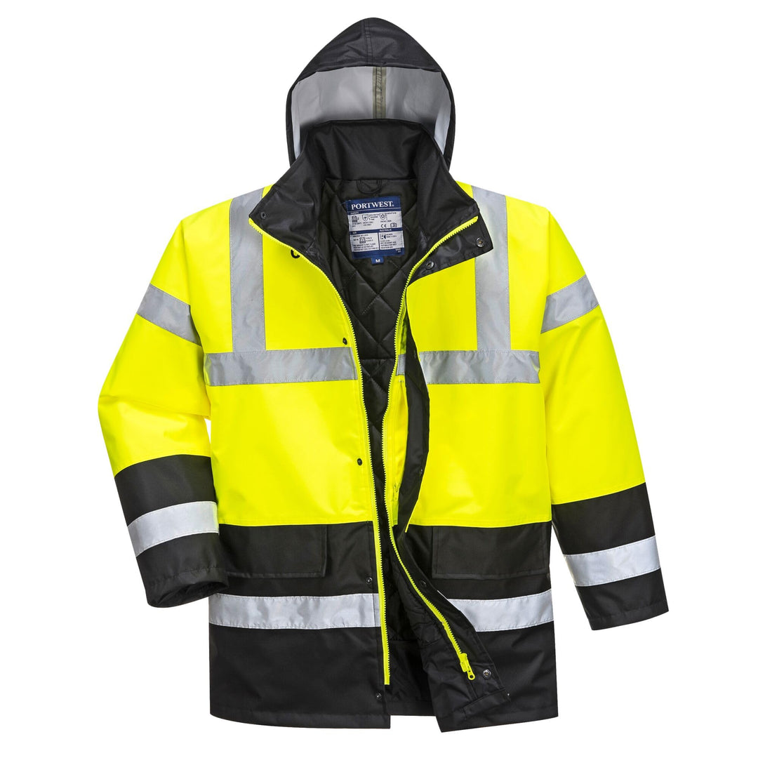 Portwest Warnschutz Kontrast Traffic-Jacke, Grösse: L, Farbe: Gelb/Schwarz, S466YBRL YeBk Large, YeB