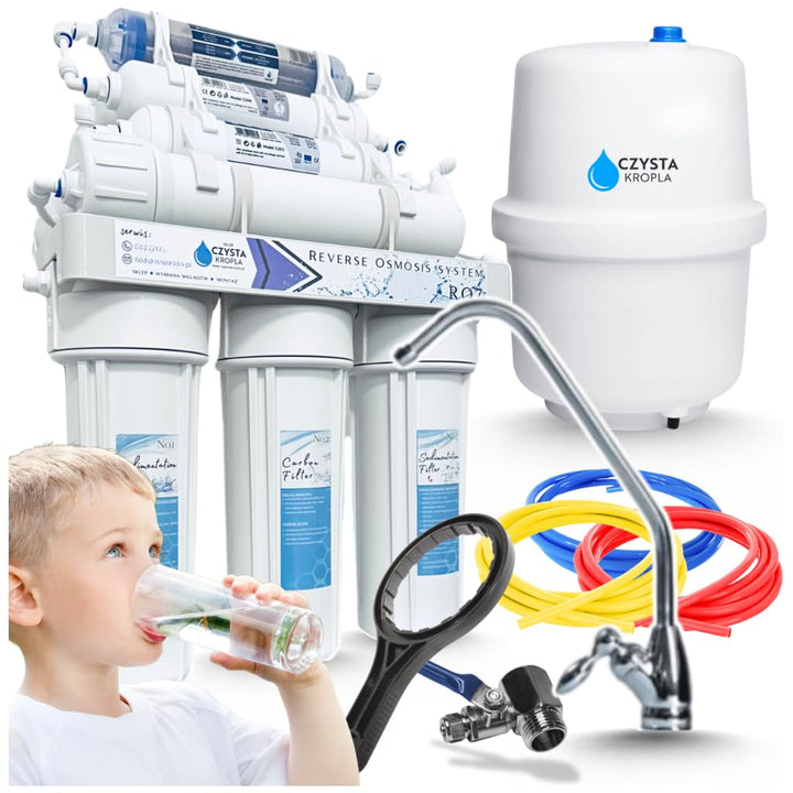 Czysta Kropla 7-Stufen Umkehrosmose Wasserfilter mit Mineralisierung Ionisator und 12 Liter Tank Unt