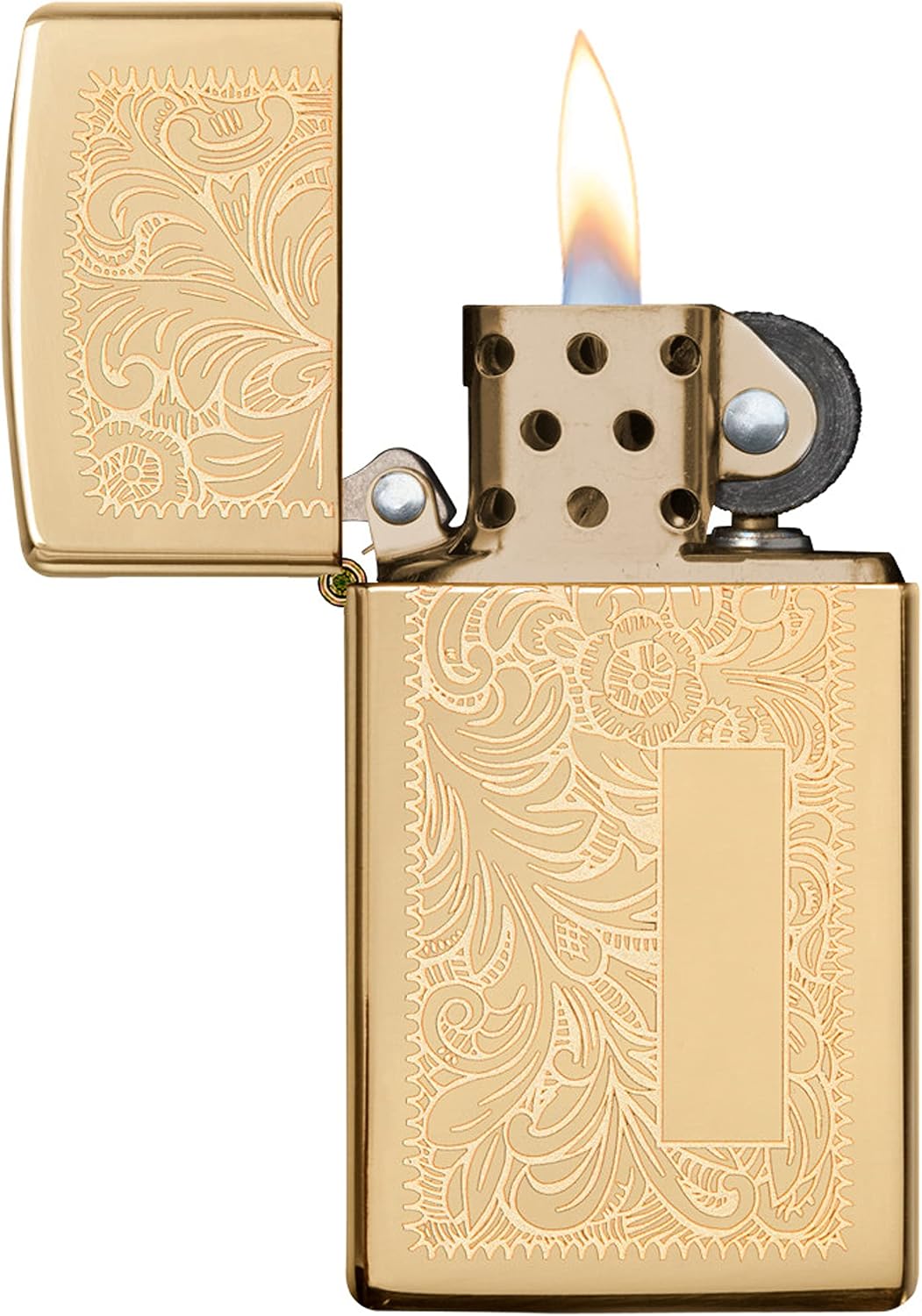 Zippo Sturmfeuerzeug - Venetian Brass Slim, High Polish Brass, Lustre - Nachfüllbar - Wiederverwendb