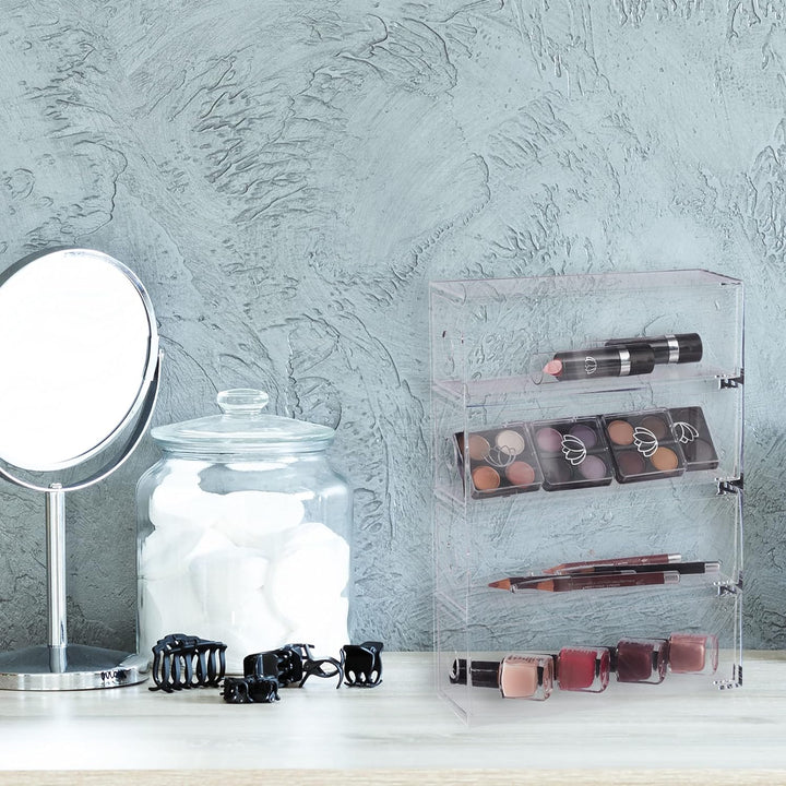 Relaxdays Schubladenbox Acryl, HBT: 6 x 25 x 17,5 cm, Hoch, Querformat, Organizer Kosmetik, Büro, 4