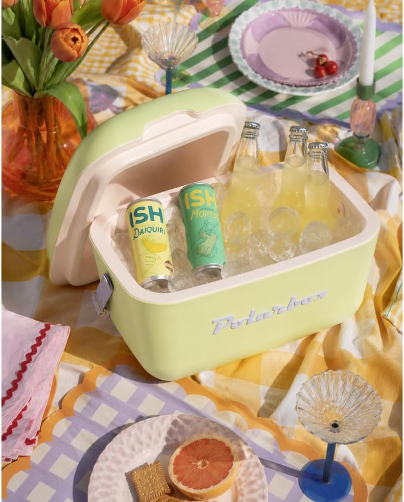 Kreher® Kühlbox Passive Kühlbox Kühltaschen Polar in Retro Vintage Design aus Kunststoff mit polysty