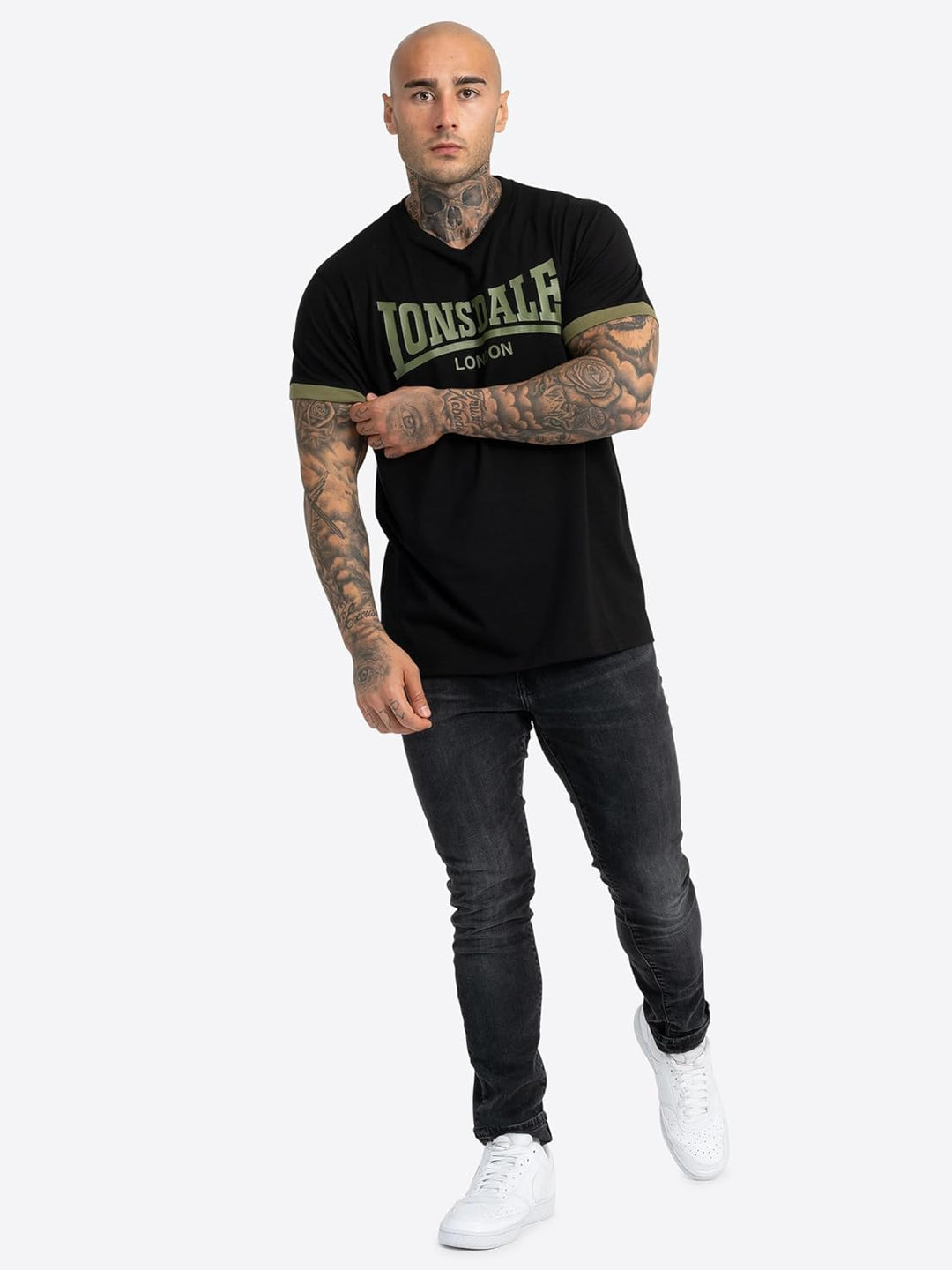 Lonsdale Herren Townhead T-Shirt XL Black/Olive, XL Black/Olive