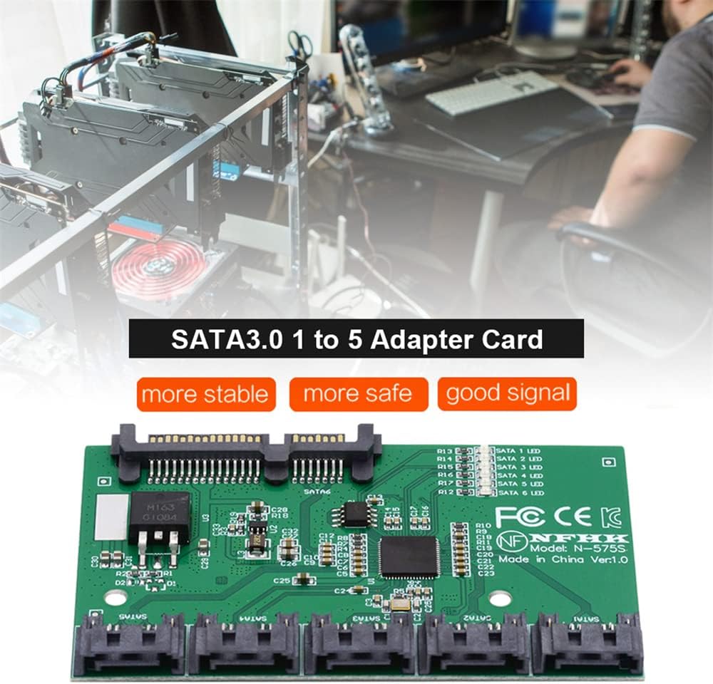 NFHK SATA 3.0 6Gbps 1 bis 5 Splitter Ports HUB Adapter Konverter PM Multiplier Port Selector JMB575