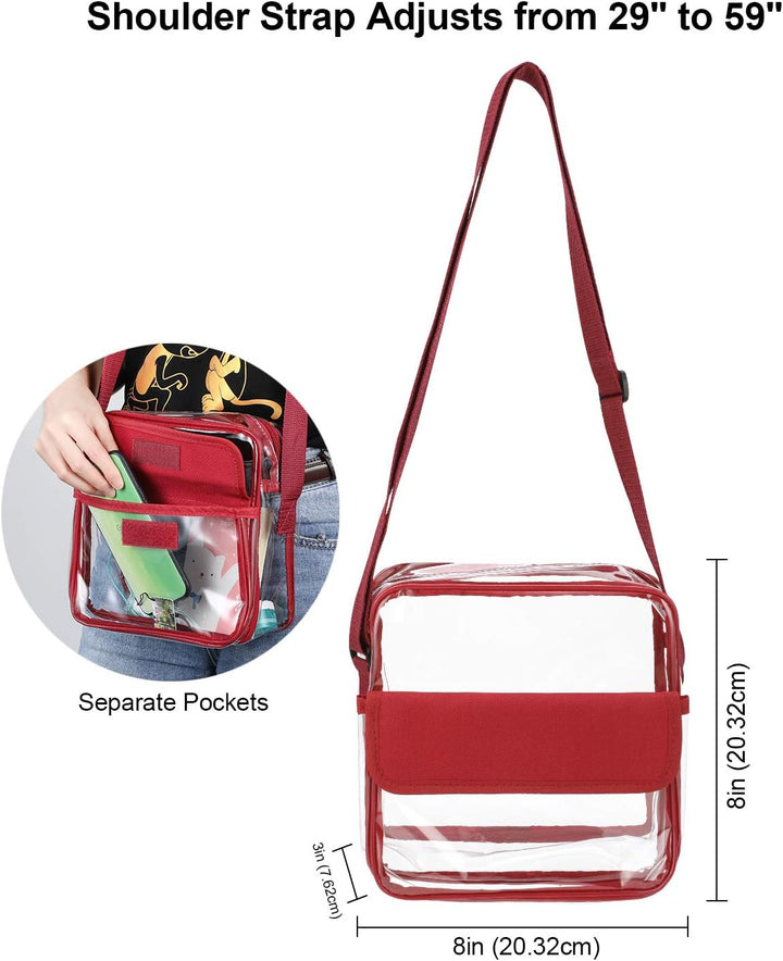 QKURT Klare Brieftasche mit verstellbarem Gurt, Concert Stadium Approved Clear Bag Transparent Purse