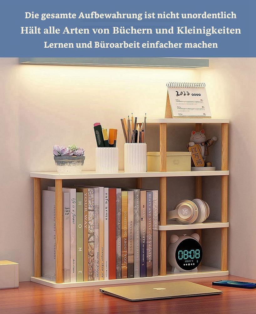 Desktop-mehrschichtiges Bücherregal-Speicherregal, grosse Kapazität Massivholz-Speicherwand auf dem