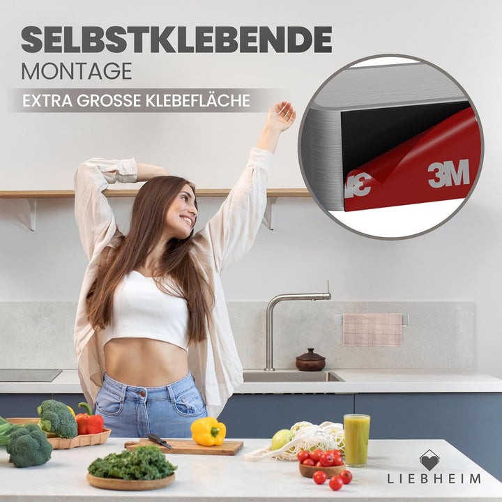 LIEBHEIM Handtuchhalter ohne Bohren - Handtuchstange - Handtuchhalterung | Edelstahl - silber gebürs