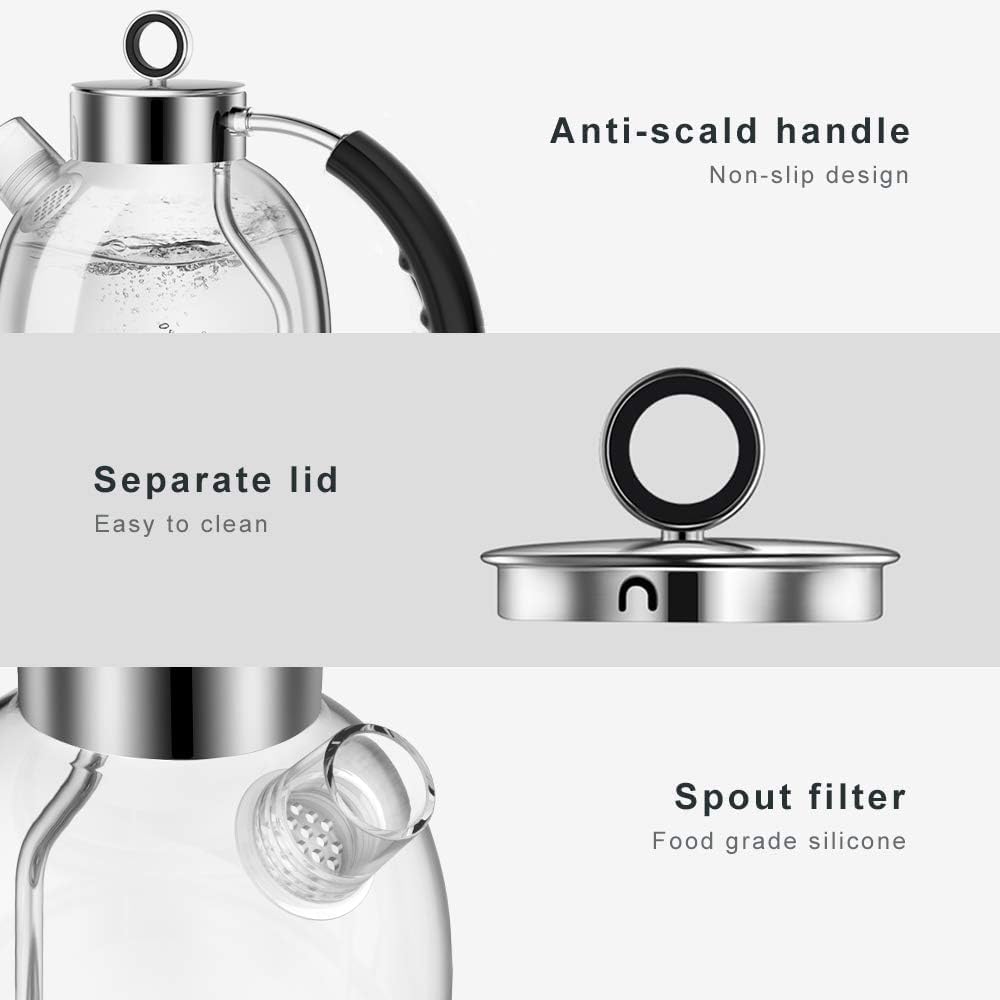 ASCOT Wasserkocher Glas, Elektrischer Wasserkocher Geschenke für Männer/Frauen/Familie 1,5L Schnellk