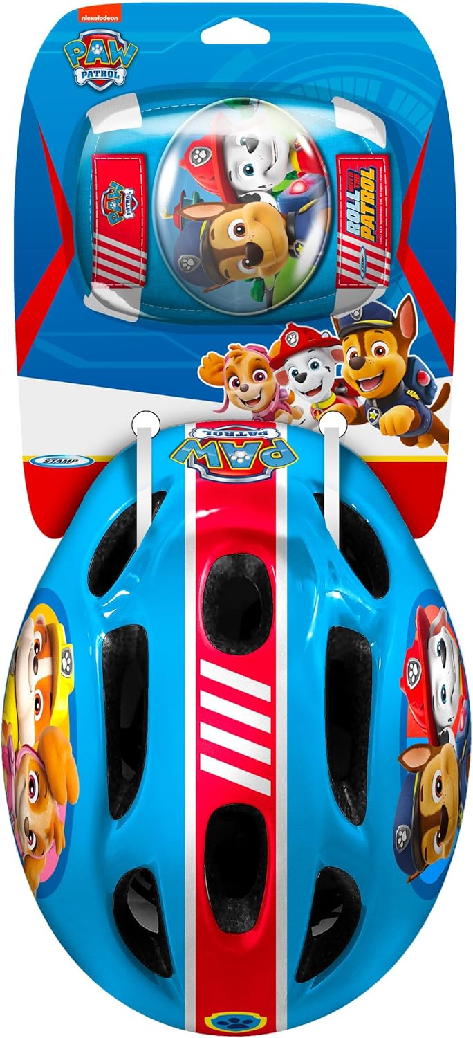STAMP Unisex-Youth Helmet + Elbow &amp; Knee Pads PAW Patrol, RED-Yellow-Blue, S PAW PATROL RED-YELLOW-B