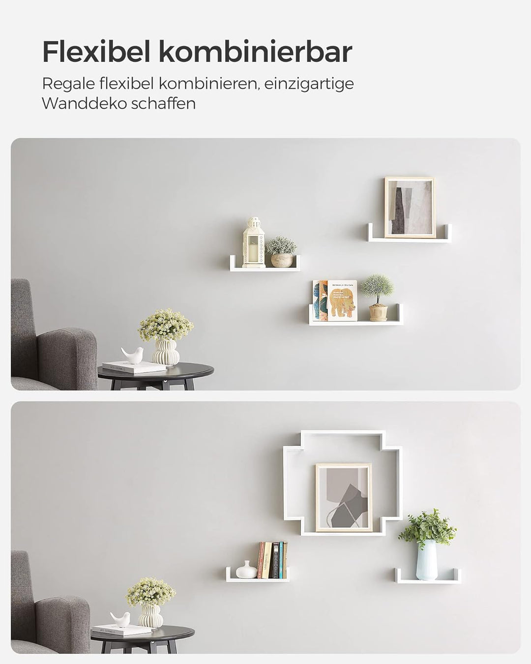 SONGMICS Custos Kollektion - Wandregal, 3er Set, Schweberegal, 30/35/40 cm, Regal zur Wandmontage, j