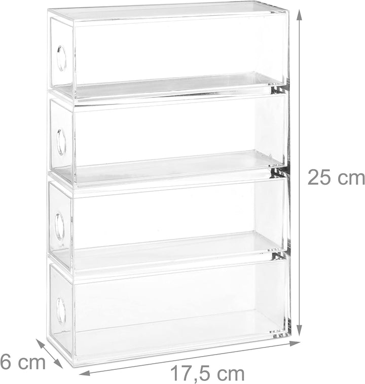 Relaxdays Schubladenbox Acryl, HBT: 6 x 25 x 17,5 cm, Hoch, Querformat, Organizer Kosmetik, Büro, 4