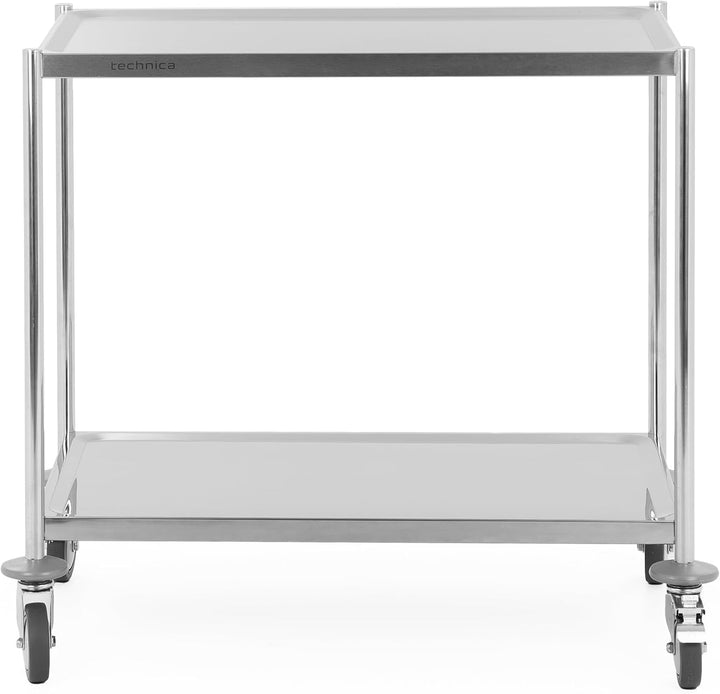 TECHNICA Servierwagen Edelstahl 2 Etagen mit Rollen &amp; Bremse ohne Griffe 860x540x810mm Rollwagen Küc