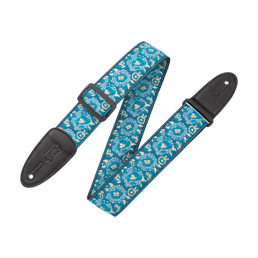 Levy's Leathers M8AS-BLU Asian Print Jacquard Weave Guitar Strap, Blue Blau, Blau