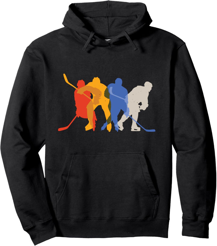 Eishockey Design mit Eishockey Spieler Silhouetten für Fans Pullover Hoodie