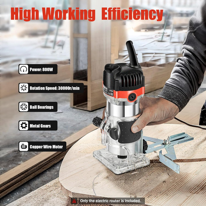 800W Electric Hand Holz Oberfräse Kantenfräse Wood Fräsmaschine 30000 U/min 1/4" Hand Trimmer Multif