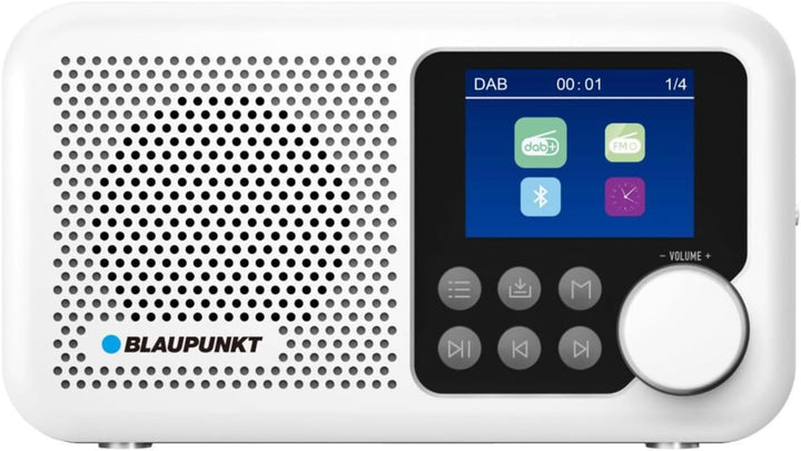 Blaupunkt DR8WH Tragbares DAB+ UKW-Radio mit Bluetooth 5.3, 2,4-Zoll-Farbdisplay, Dual-Alarm, Akku 1