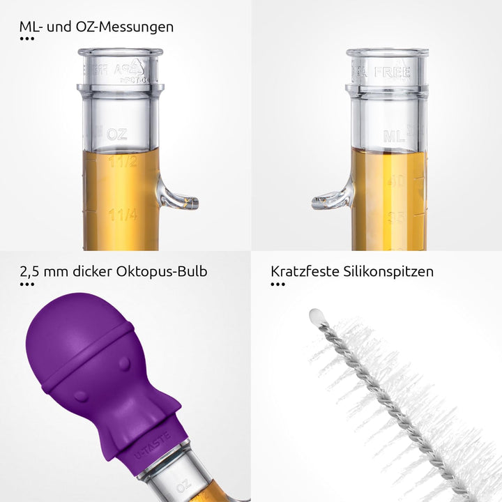 U-Taste 109℃ Hitzebeständige Grosse Abgewinkelte Bratenspritze Tritan Putenfleisch-Fettpipette mit S