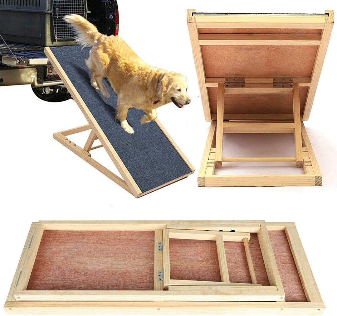 Holz-Hunderampe Katzen Rampe, 70cm Lang Hölzerne Hundetreppe für Bett oder Sofa, für Auto Höhenverst