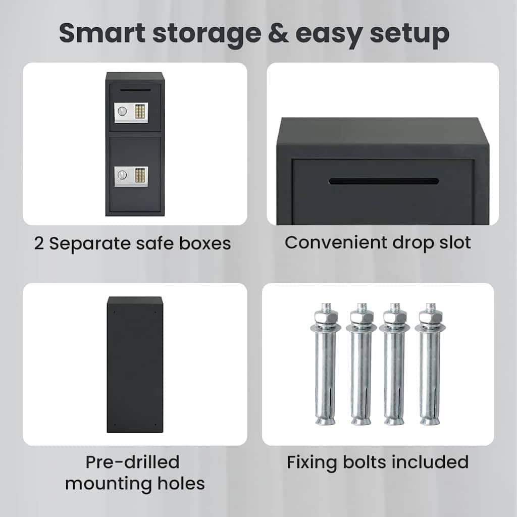 vidaXL Digitaler Safe mit Schloss Dunkelgrau 35 x 31 x 80 cm Stahl, Heimwerker Schreibtischsafe, mod