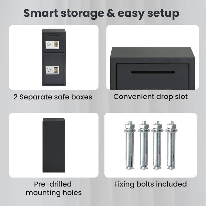 vidaXL Digitaler Safe mit Schloss Dunkelgrau 35 x 31 x 80 cm Stahl, Heimwerker Schreibtischsafe, mod