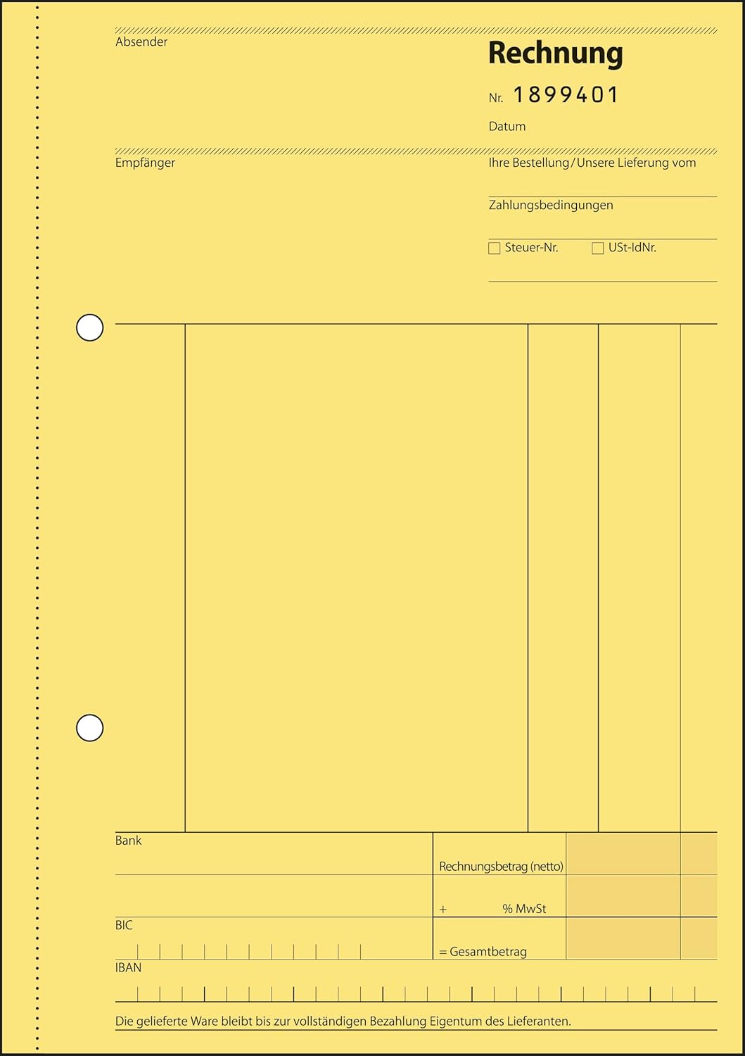 SIGEL SD132/5 Rechnungen fortlaufend nummeriert, A5, 3x50 Blatt, selbstdurchschreibend, 5er Pack 5 S