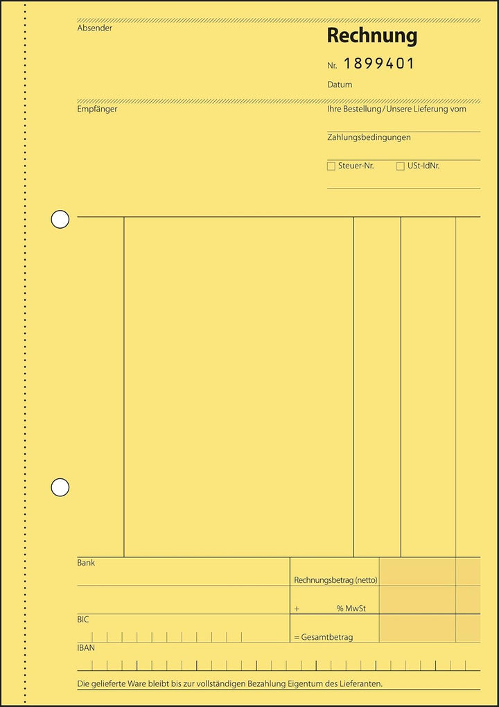 SIGEL SD132/5 Rechnungen fortlaufend nummeriert, A5, 3x50 Blatt, selbstdurchschreibend, 5er Pack 5 S