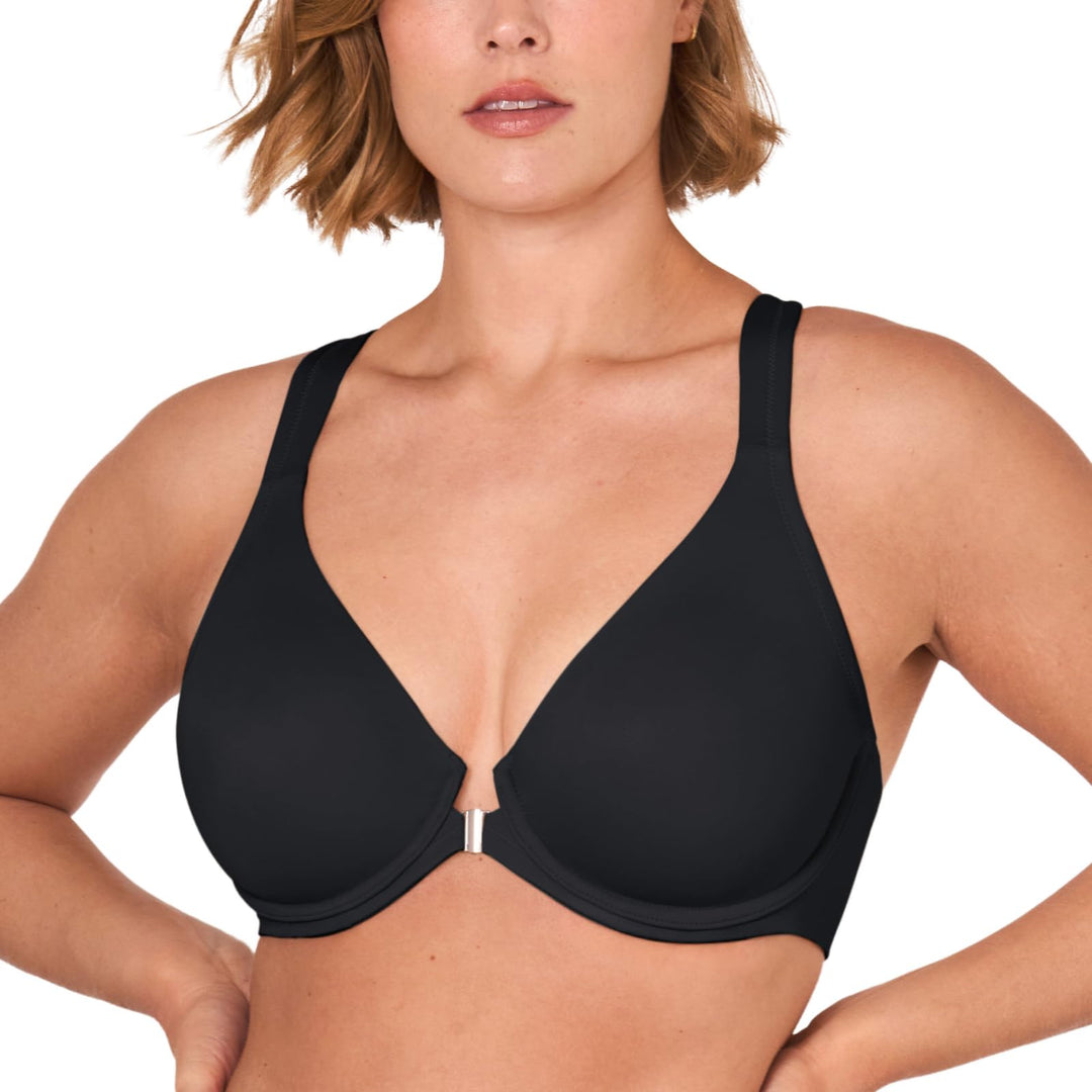 DELIMIRA Damen Vorderverschluss Racerback BH Grosse Grössen Bügel BHS Tiefer Ausschnitt Ungefüttert