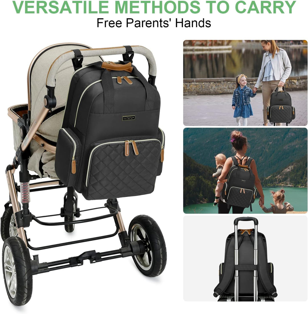 WITSTEP Diaper Bag Backpack with Changing Station, Baby Diaper Bag Organizer for Moms Dads Large Bab