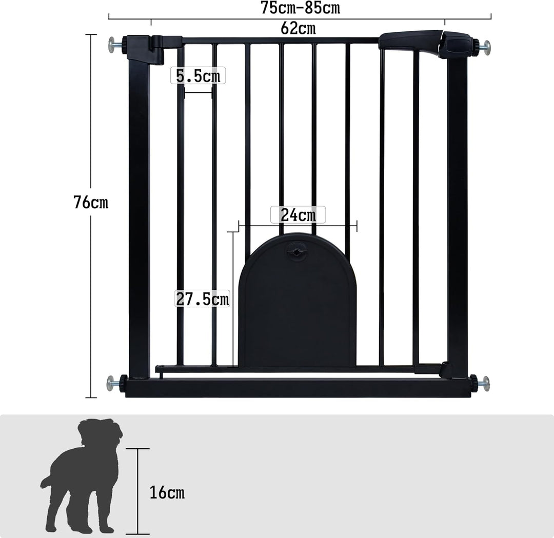 Froadp Türschutzgitter Baby Treppengitter 75-85cm Kindergitter ohne Bohren Türgitter mit Tür für Hun
