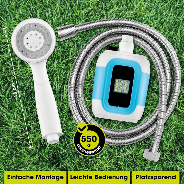 EASYmaxx Campingdusche mit Akku | 2in1: Mobile Outdoor Dusche und Bewässerungsbrause | Camping Dusch