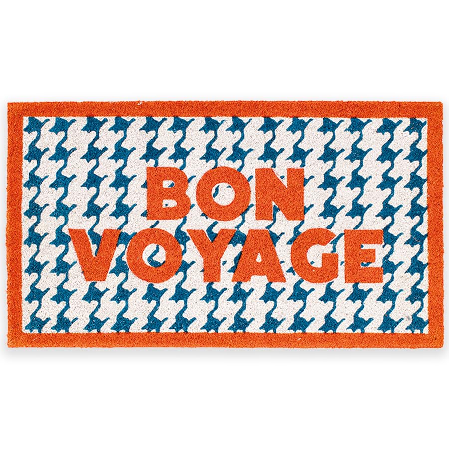 Fisura – Fussmatte “Bon Voyage” aus Kokosnuss mit Rutschfester PVC-Basis. Handbemalte Innenmatte in