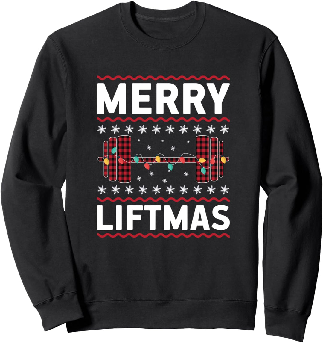 Merry Liftmas Gym Equipment Herren Feiertagsgeschenk Hässliche Weihnachten Sweatshirt