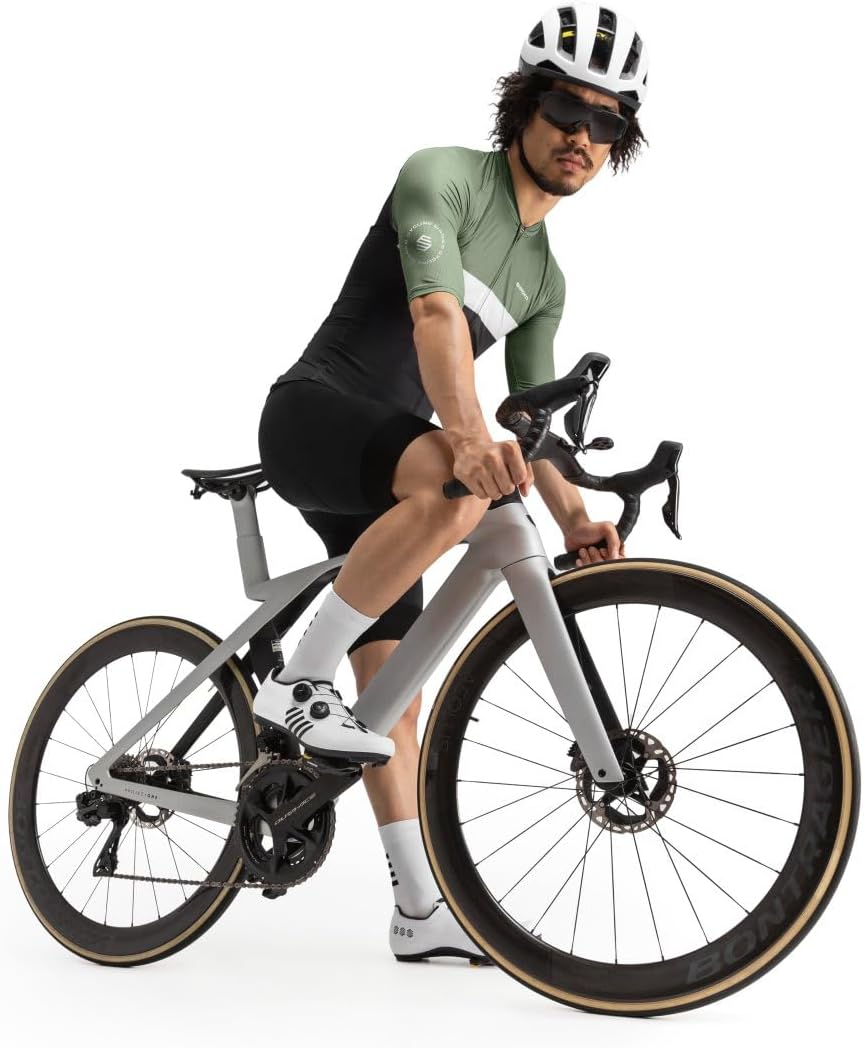 SIROKO M3 Radtrikot Herren Kurzarm Ultraleicht Aerodynamische Fahrradbekleidung S Schwarz/Olivgrün,