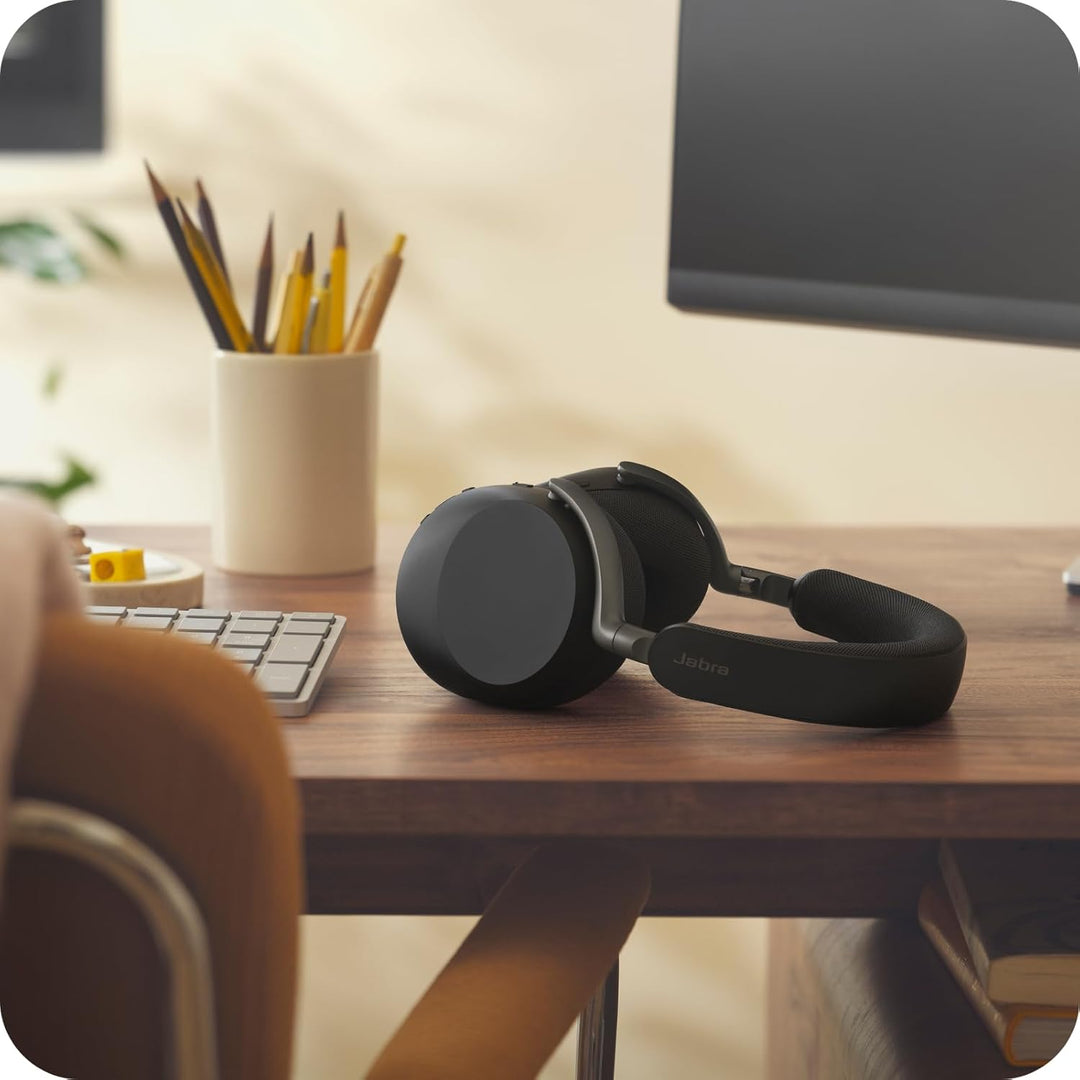 Jabra Evolve3 85 Over-Ear Bluetooth Headset kabellos mit Mikrofon & Ladestation für Büro, USB-C, KI-