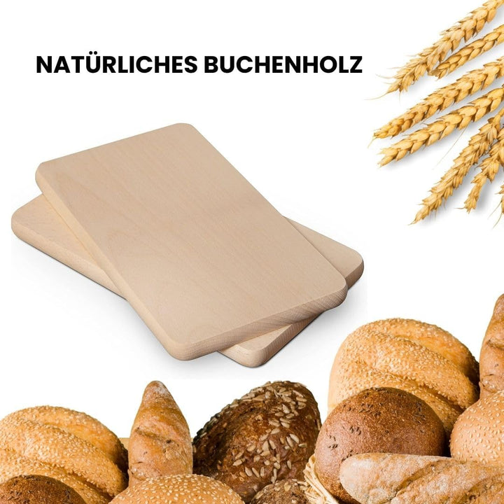 Frühstücksbrettchen Holz - Natur Buche unbehandelt - 12er Set x Holzbrettchen - Küchenbrett Brot Küc