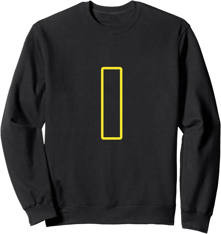 Buchstabe I gelbe fette Schrift einfache schwarze T-Shirt Sweatshirt