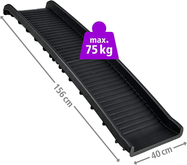 VOZZY® Auto Kofferraumrampe klappbar Hunderampe max75kg Sicher, Schonend,156x40cm Hundetreppe aus Ku