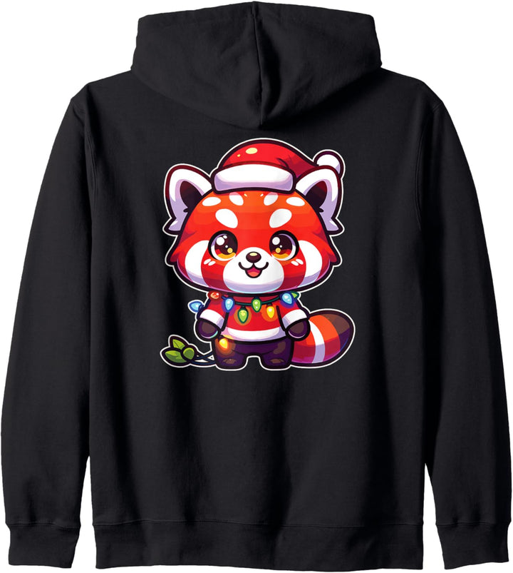 Weihnachtsmütze Weihnachten Lichterkette Roter Panda Kapuzenjacke