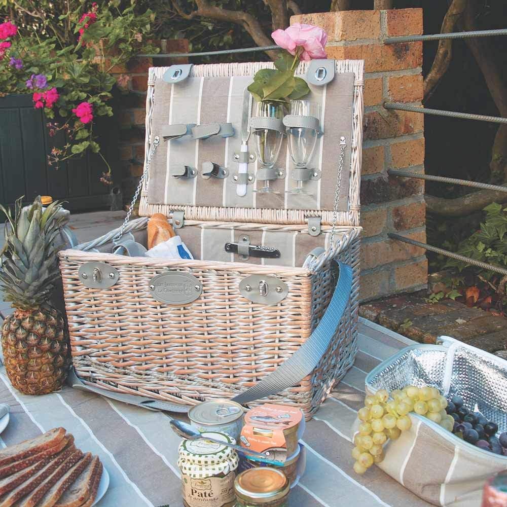 Les Jardins de la Comtesse - Picknickkorb Polo Club aus Weide - Komplett Für 4 Personen - Kühlfach -