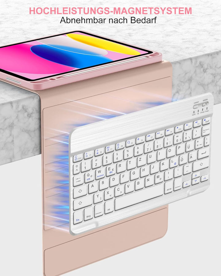 Hülle mit Tastatur für iPad 11/10 Generation (2025/2022, 11/10,9") – Bluetooth 5.0 Keyboard, QWERTZ