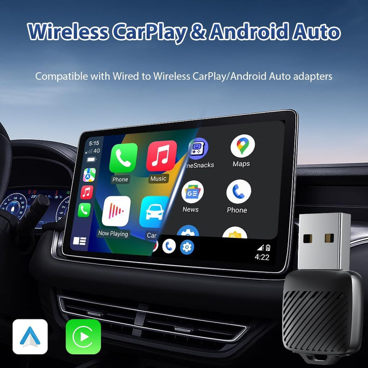 Mini USB Wireless CarPlay Adapter, Auto Multimedia Dongle, kabelloser Android Auto 2 in 1 Adapter, K
