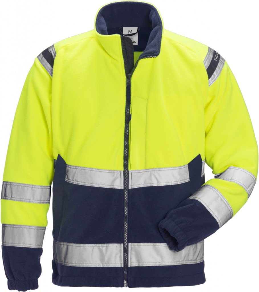 Fristads Warnschutz-Fleecejacke Winddicht Klasse 3 4041 Fe - Grösse XL - Warnschutzgelb/Marineblau X