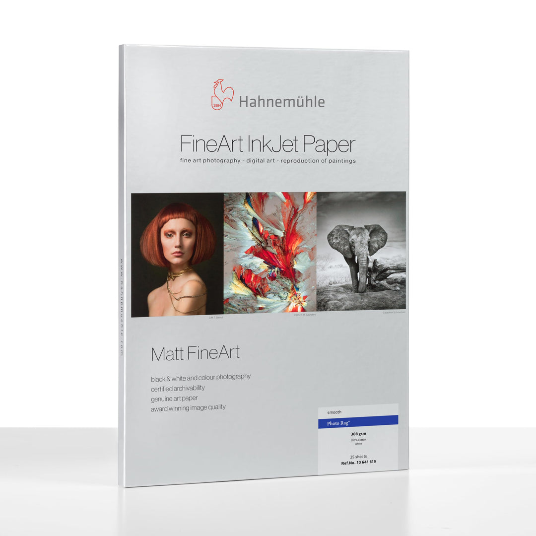 Hahnemühle 10641619 Digital FineArt Photo Rag Papier, 308 g/m², DIN A4, 210 x 297 mm, weiss, 210 x 2