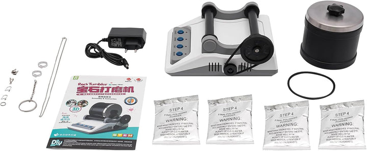 Steingläsern Set Steinpoliermaschine Edelsteine Polierset mit 7-Tage Timer, 1000mA 12V Poliermaschin