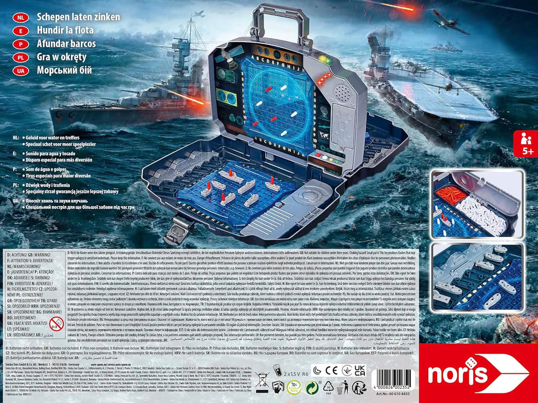 noris 606104435 Schiffe Versenken Light &amp; Sound-Aktionsspiel für Die ganze Familie-Spielzeug ab 5