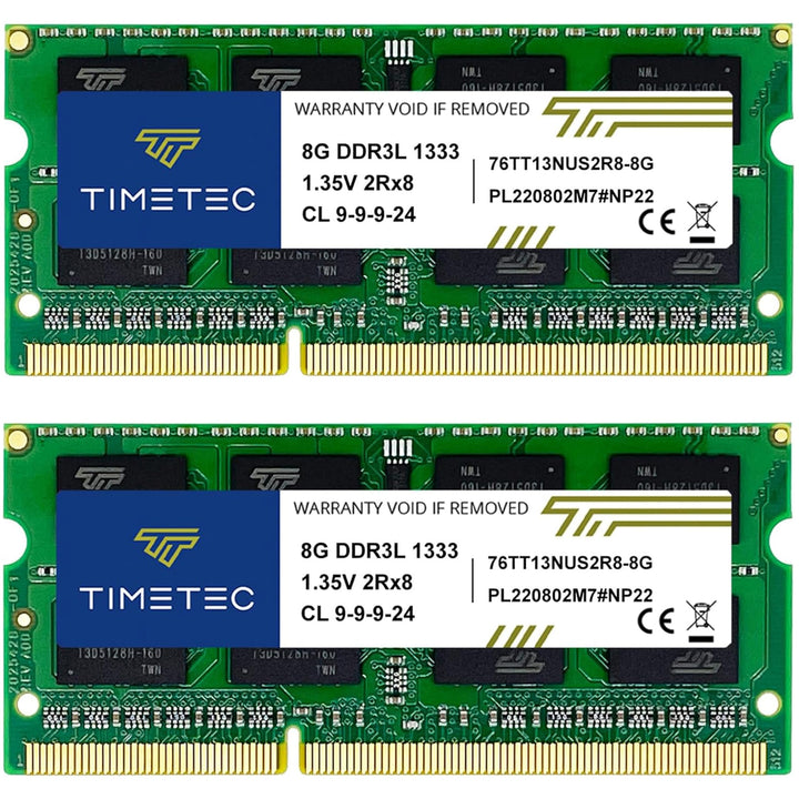 Timetec 16 GB KIT (2 x 8 GB) DDR3L 1333 MHz PC3-10600 Nicht-ECC ungepuffert 1,35 V CL9 2Rx8 Dual Ran
