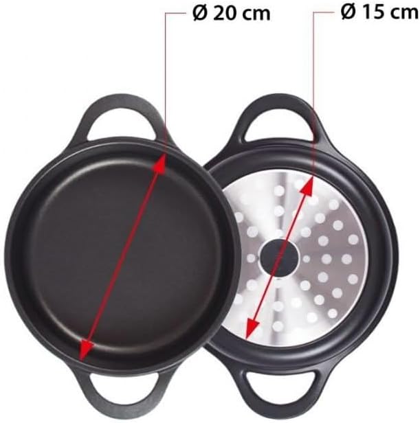 Valira 20 cm kurz Induktions-Stielkasserolle mit Deckel, Schwarz Ø20 cm, Ø20 cm