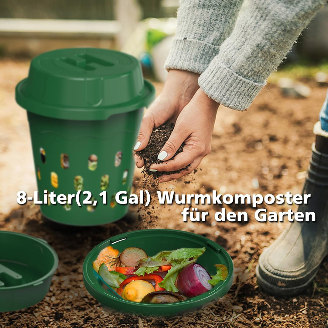 Unterirdischer Wurmkomposter, 4er-Pack 8L Beetkomposter zum Eingraben, für Garten &amp; Hochbeet, kompos