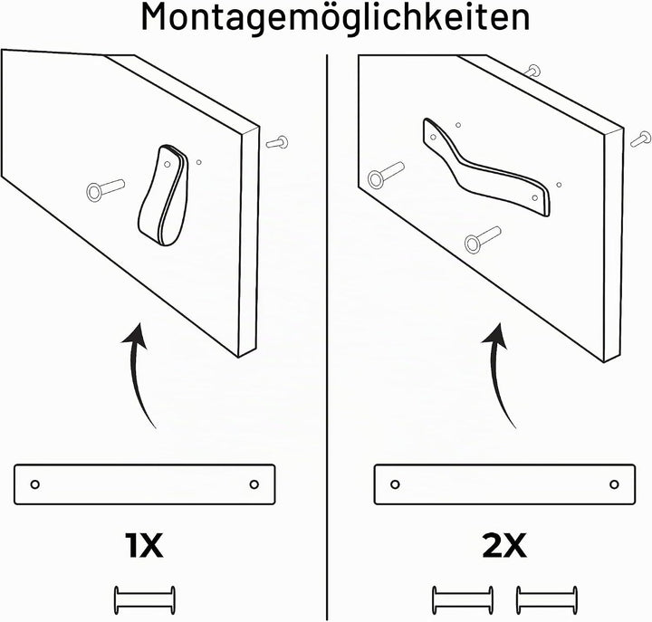Brute Strength - Ledergriffe für Möbel - Natur - 4 Stück - 20 x 2,5 cm - Schrankgriff, Türgriff für